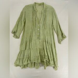 Meo Meli pintuck linen tunic dress